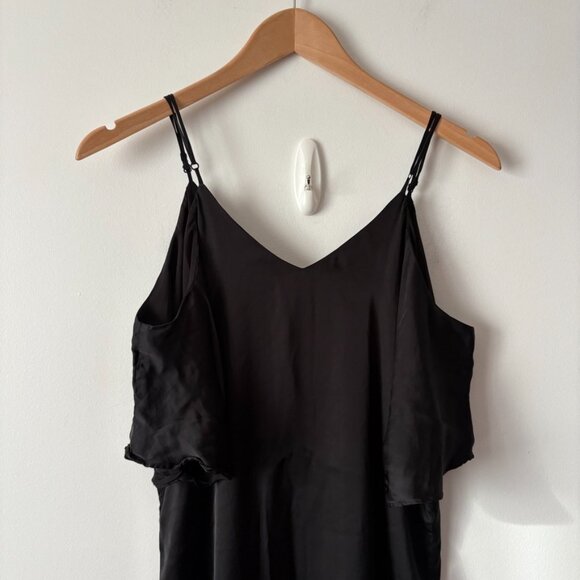Aritzia Wilfred Henrietta Satin Cold Shoulder Slip Dress Black Size Small - Picture 4 of 7